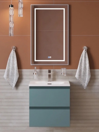 Мебель для ванной комнаты BelBagno Kraft 39 50 подвесная, матовая голубая, раковина bb-8099-3-50, с ящиками