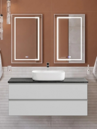 Мебель для ванной комнаты BelBagno Kraft 120 подвесная, bianco opaco, столешница kep-120-mno, раковина BB1304, матовая, с ящиками