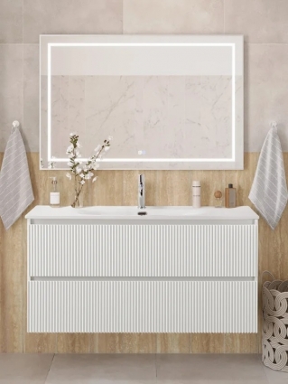 Мебель для ванной комнаты BelBagno Uno 120 подвесная, 2 ящика, bianco opaco, матовая