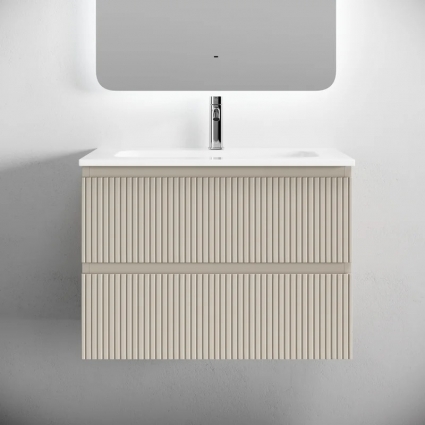 Тумба с раковиной Sancos Snob T 70 подвесная, beige soft, раковина CN7031, с ящиками, с доводчиками