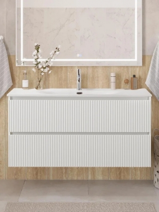 Тумба с раковиной BelBagno Uno 120 подвесная, 2 ящика, bianco opaco, матовая