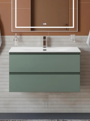 Тумба с раковиной BelBagno Kraft 90 подвесная, матовая еловая, раковина bb-8099-90, с ящиками