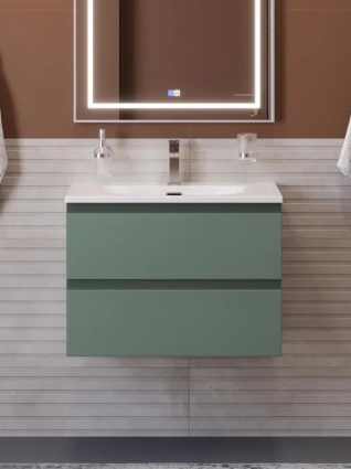 Тумба с раковиной BelBagno Kraft 70 подвесная, матовая еловая, раковина bb-8099-70, с ящиками