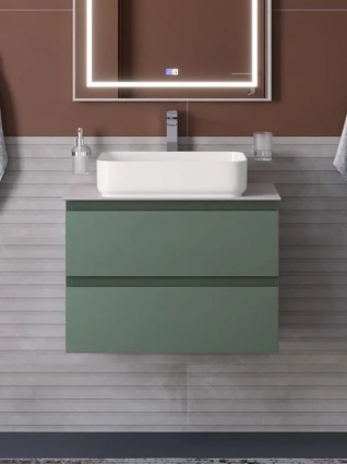 Тумба с раковиной BelBagno Kraft 60 подвесная, матовая еловая, столешница kep-60-bo, раковина BB1304, с ящиками