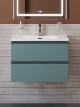 Тумба под раковину без столешницы BelBagno Kraft 60 подвесная, матовая голубая, с ящиками