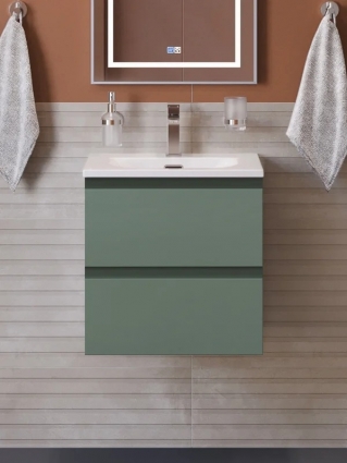 Тумба с раковиной BelBagno Kraft 39 50 подвесная, матовая еловая, раковина bb-8099-3-50, с ящиками