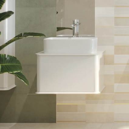 Тумба с раковиной Creto Stella 60 white, подвесная, глянцевая, с ящиками
