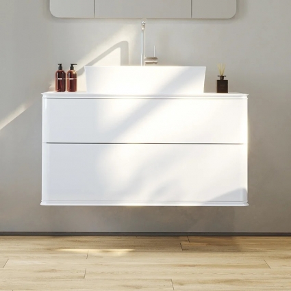 Тумба с раковиной Creto Stella 100 white, подвесная, глянцевая