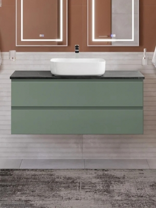 Тумба под раковину со столешницей BelBagno Kraft 120 подвесная, матовая еловая, столешница kep-120-mno, с ящиками