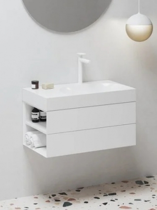 Тумба с раковиной Ravak Lite SD 80 L глянцевая белая, подвесная