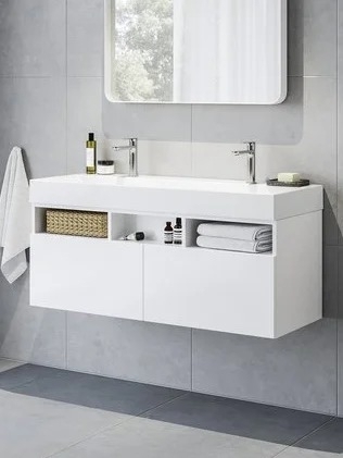 Тумба под раковину без столешницы Ravak Natural SD 120 глянцевая белая подвесная, с ящиками