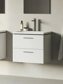 Тумба с раковиной Ravak Balance II SD 50 глянцевая белая, ручки глянцевый хром, подвесная, с ящиками