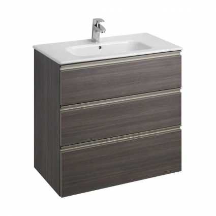 Тумба с раковиной Roca The Gap 80 3 ящика, городской дуб, подвесная, матовая