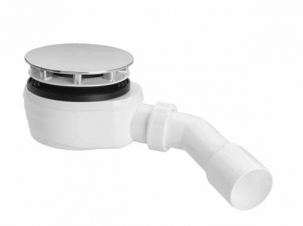 Сифон для поддона Plastbrno EWCN942 90 мм, хром, низкий, черный, выпуск боковой