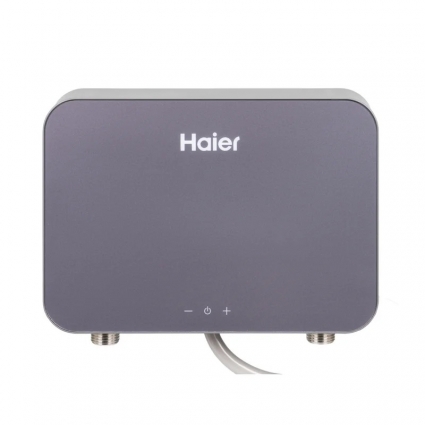 Проточный водонагреватель Haier SMART-EI6 электрический, настенный, вертикальный, сухой ТЭН, черный сапфир, серый, с защитой от перегрева