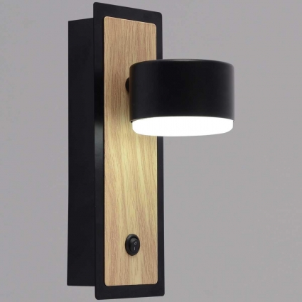 Бра Reluce 12540-0.2-01 BK+WOOD цвет черный, мощность 15 Вт