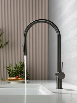 Смеситель для кухни AQUAme Cucina с выдвижным изливом AQM9901GM, однорычажный