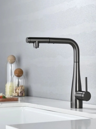 Смеситель для кухни AQUAme Cucina с выдвижным изливом AQM9902GM, однорычажный