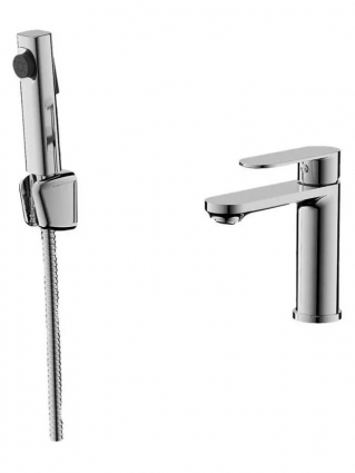 Смеситель для раковины с гигиеническим душем Maretti Florenza FLG32RF70, хром, однорычажный, длина излива 13.2 см