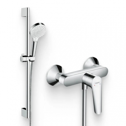 Душевой комплект Смеситель для душа Hansgrohe Logis E 71610000 + Гарнитур Crometta 26533400 хром, штанга 14.6 см
