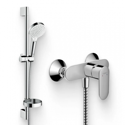 Душевой комплект Смеситель для душа Hansgrohe Vernis Blend 71640000 + Гарнитур Crometta 26553400 хром, штанга 11.8 см