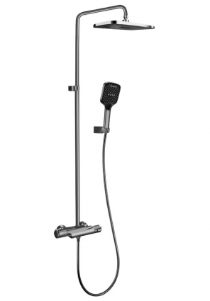 Душевая стойка Milleau Double MLV8223PDD-GN gun metal штанга 130 см, шланг пластиковый 150 см