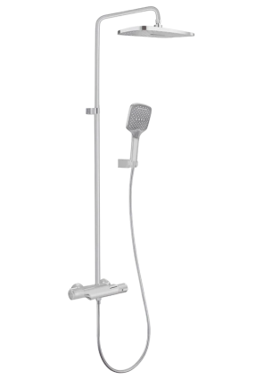 Душевая стойка Milleau Double MLV8223PDD-MW матовый белый штанга 130 см, шланг пластиковый 150 см