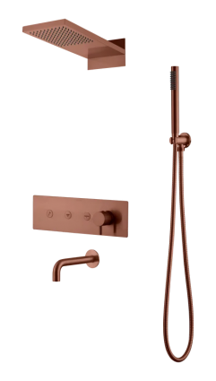 Душевой комплект Boheme Fusion 130-2-BRB С ВНУТРЕННЕЙ ЧАСТЬЮ, brushed bronze, бронза, шланг металлический 150 см