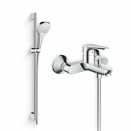 Душевой комплект Смеситель Hansgrohe Logis E 71403000 + Гарнитур Croma 26590400 хром,  в современном стиле