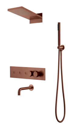 Душевой комплект Boheme Fusion 131-2-BRB С ВНУТРЕННЕЙ ЧАСТЬЮ, brushed bronze, бронза, шланг металлический 150 см
