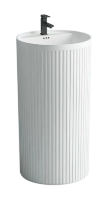 Раковина напольная SantiLine SL-4025 глянцевая белая, круглая, моноблок, фаянс