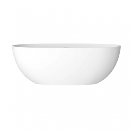 Ванна из искусственного камня Cezares Stream Solid Surface 170x80 см, отдельностоящая, матовая белая, овальная, с донным клапаном, объем 319 л., с антискользящим покрытием