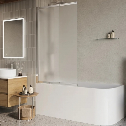 Шторка на ванну BelBagno Luce VF-11-90/145-P-Cr профиль хром, стекло рифленое в современном стиле