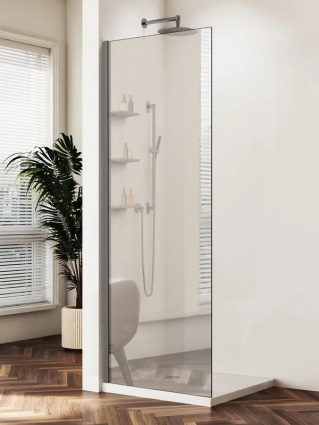 Душевая перегородка Vincea Walk-in WS VSW-1HWS900MRGM 90 см, профиль вороненая сталь, стекло зеркальное в современном стиле