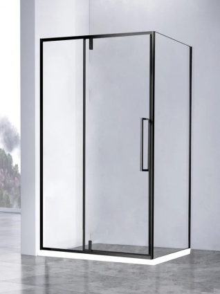 Душевой уголок Vincea Slim-N VSR-4SNP1012CLB 120х100, профиль черный, стекло прозрачное, прямоугольный, двери распашные