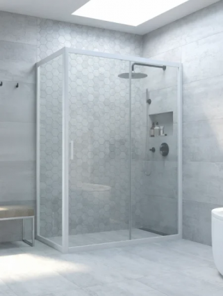 Душевой уголок Vegas Glass ZP+ZPV Novo h2000 120*100 01 01 профиль глянцевый белый, стекло прозрачное, прямоугольный, двери раздвижные