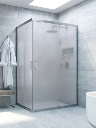 Душевой уголок Vegas Glass ZA-F Novo h2000 120*80 07 10 профиль матовый хром, стекло сатин, прямоугольный, двери раздвижные