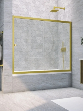 Шторка на ванну Vegas Glass Zv Novo 150 03 01 профиль матовое золото, стекло прозрачное в современном стиле