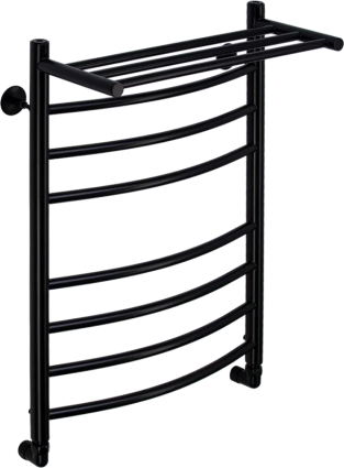 Полотенцесушитель водяной Comfysan Noumi W-8 80х50 80x55 см, черный матовый, лесенка, с полкой