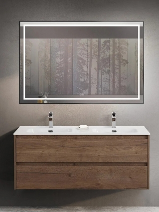 Мебель для ванной комнаты BelBagno Kraft 120 для двоих, rovere tabacco, подвесная, матовая