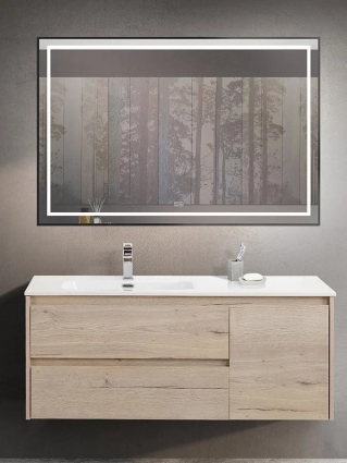 Мебель для ванной комнаты BelBagno Kraft L, 120 rovere galifax bianco, подвесная, матовая