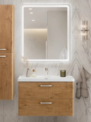 Мебель для ванной комнаты BelBagno Due 80 ручки хром полированный, rovere nature, подвесная, матовая