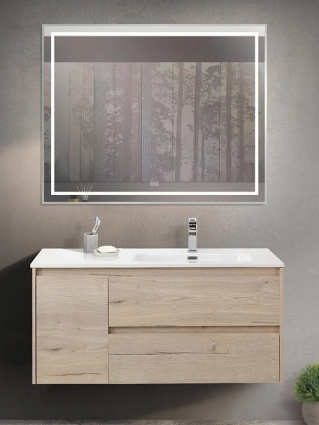 Мебель для ванной комнаты BelBagno Kraft R, 100 rovere galifax bianco, подвесная, матовая