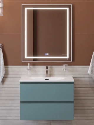 Мебель для ванной комнаты BelBagno Kraft 60 подвесная, матовая голубая, раковина bb-8099-60, с ящиками