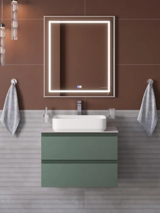 Мебель для ванной комнаты BelBagno Kraft 60 подвесная, матовая еловая, столешница kep-60-bo, раковина BB1304, с ящиками