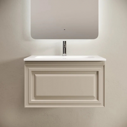 Тумба с раковиной Sancos Very 70 подвесная, beige soft, раковина CN7031, с ящиками, с доводчиками