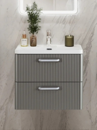 Тумба с раковиной BelBagno Due 60 ручки белые, сатин, подвесная, матовая