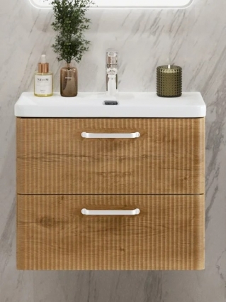 Тумба с раковиной BelBagno Due 60 ручки белые, rovere nature, подвесная, матовая