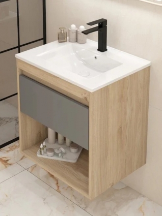 Тумба с раковиной Teymi Vitra 60 дуб, графит, подвесная, матовая