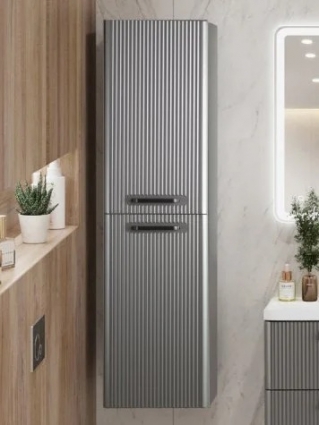 Шкаф-пенал для ванной BelBagno Due 40 подвесной, сатин, матовый, с дверками